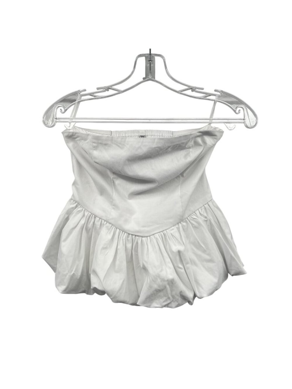 FB Sister Strapless Crop Top Bubble Hem White Womens Size Small